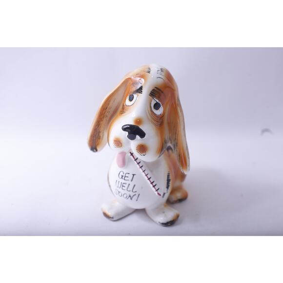 Get Well Soon, Bassett Hound Planter, Trinket Holder, 7 inches, Ceramic Dog, - Picture 1 of 4
